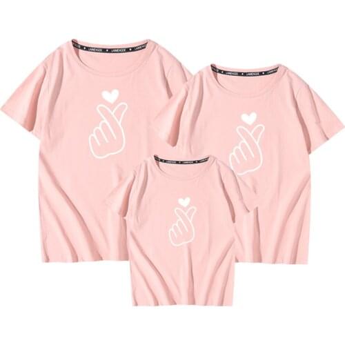 New T Shirt Summer Parent-child Love Print Kids T-shirt Cotton Family Vacation Casual Baby Tops Streetwear Funny Sweet Girls