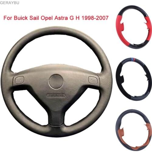 GERAYBU Custom DIY Leather Hand-sewn Car Steering Wheel Cover For Buick Sail Opel Astra G H 1998-2007 Opel Zafira A 1999-2005