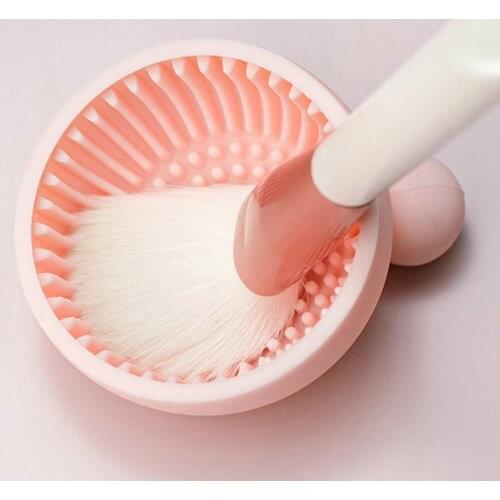 Makeup Brush Silicone Scrubbing Tray Brush Cleaning Plate Washable Makeup Brush Cleaning Mat Cute Makeup Brush Cleaning Bowl