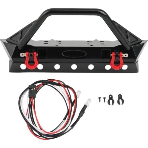 Metal Front Bumper with Lights for 1/10 RC Crawler Traxxas TRX4 Axial SCX10 90046 & SCX10 III AXI03007 AXI03003 Parts