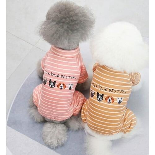 Cute Small Dogs Pajamas For Pet Dogs Cat Jumpsuit Puppy Homewear For Dog Coat For Chihuahua Pomeranian Dogs striped Clothing