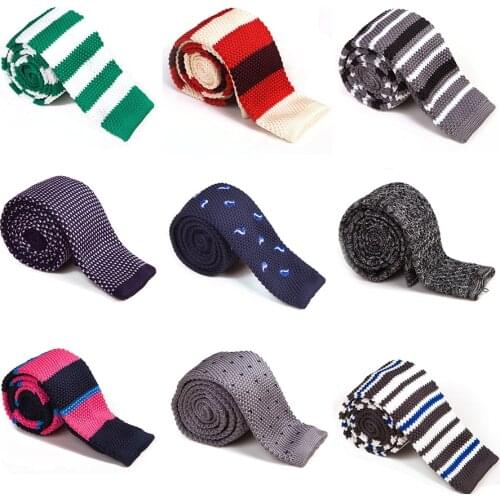 Fashion 5.5cm Knit Skinny Tie Gray Black Colorful Striped Solid Slim Neck Ties For Men Casual Business Narrow Necktie Accessory