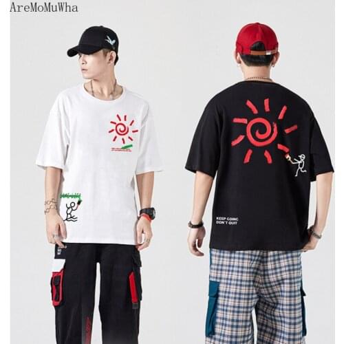 2021 Tide Brand Short-sleeved T-shirt Mens Summer New Large Size Loose Oversize Couples Street Hip-hop Round Neck Half Sleeve