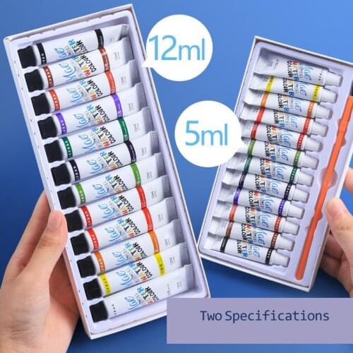 5/12ml Water Color Gouache Painting Pigment Set For Beginners 12/24 Colors Primary School Childrens Non-toxic Washable