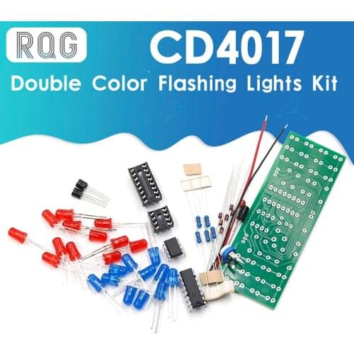 Red Blue Double Color Flashing Lights Kit Strobe NE555 + CD4017 Practice Learning DIY Kits Electronic Suite