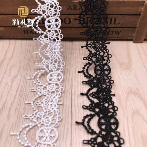 Delicate 15yards Black/Whtie Wedding Flower Hollow-out Venice Lace Trim Polyester Applique Sewing Trims Craft Accessories