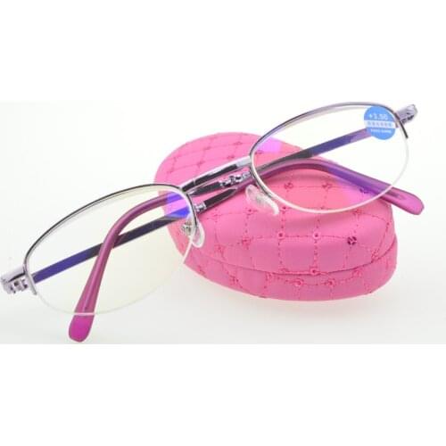 Blu Light Blocking Reading Glasses Super High Quality Halfrim Metal Frame America Brand for Ladies Women Ultralight +0.75~+4.0
