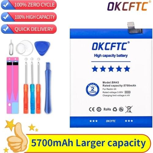 Orginal BN43 Battery 5700mAh For Xiaomi Redmi Note 4X / Note 4 global Snapdragon 625 High Quality BN43 Battery