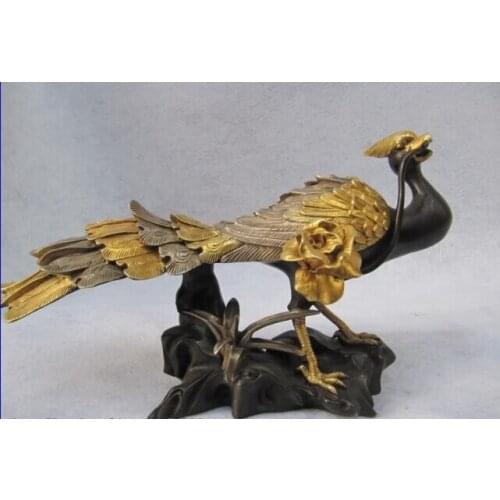 Song voge gem S0494 Regius Pure Bronze silver-gilt and 24K Gold lucky hold flower peacock peafowl
