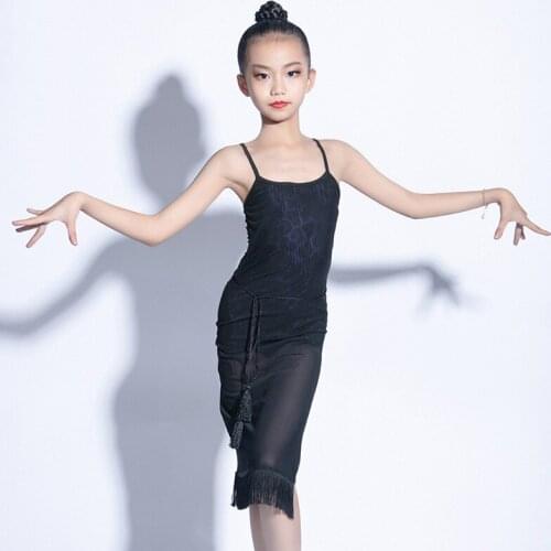 Fringe Latin Dance Dress Girls Black Designer Clothes Summer Dress Stage Costume Salsa Dance Wear Tango Dancing Outfit JL3205