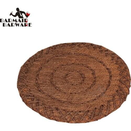 Hand Knitting Natural Palm Silk Wood Coasters Table Cup Mat Kitchen Mat Pad For Bar Cocktail