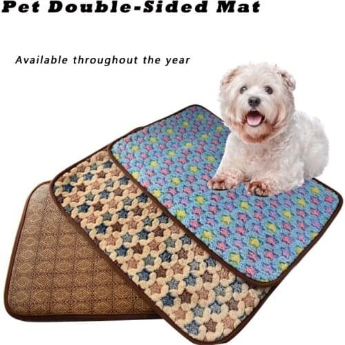 Printed Summer Pad Mat for Dogs Cat Blanket Double-Sided Mats Breathable Pet Dog Bed Mats Washable for Small Medium Large Dogs