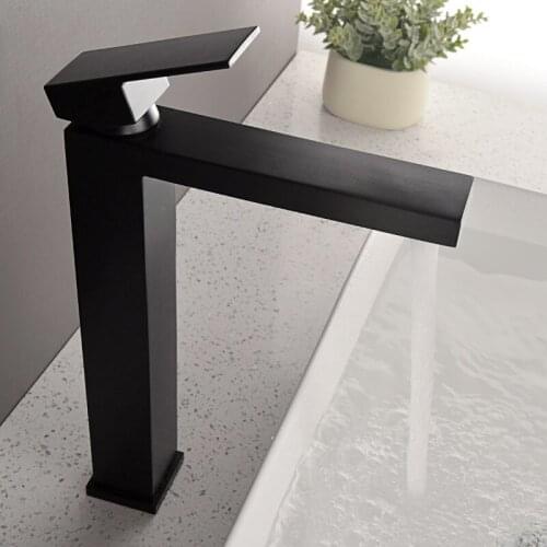 Basin Faucet Black Waterfall Faucet Mixer Tap Brass Bathroom Faucet Bathroom Basin Faucet Single Hole Mixer Tap Hot And Cold