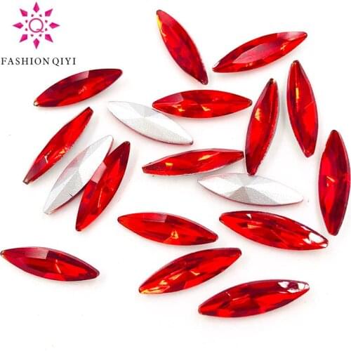 Free shipping 4X15mm Horse eye Glass Crystal Red pointback loose rhinestones 50pcs diy nail art/phone/Clothing accessories
