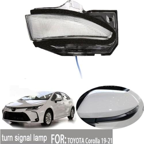 LED Dynamic Amber+Blue Mirror Turn Signal Mirror Indicator Lamp Flowing Water Blinker for Toyota Corolla 2019-2021