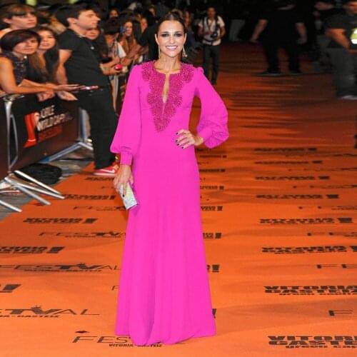 Vestido de noite Unique Beaded Neckline Formal Prom Gowns Long Sleeve Evening Dresses for Wedding Party Custom Made