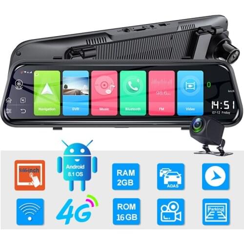 10" 4G Android 8.1 Dashcam GPS Navigation ADAS Car Rearview mirror Camera Full HD 1080P Car Video Recorder DVR WiFi BT