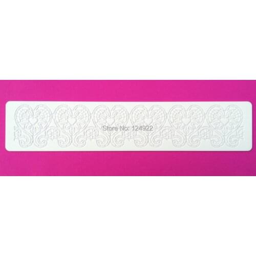1Pc CT-5013 Heart Shapes Lace Soft 100% Platinum Silicone Cake Fondant Embossing Gum Paste Decorating Mold Tool