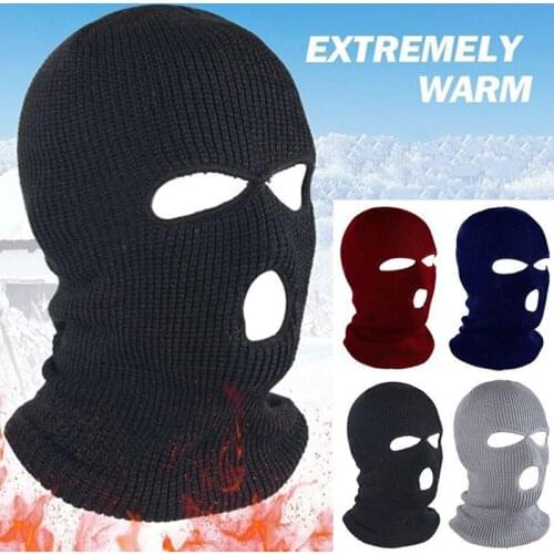 1 Pcs Full Face Cover Mask Three 3 Hole Balaclava Knitted Army Tactical CS Winter Cycling Ski Mask Beanie Scarf Warm Face Masks