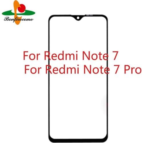 10Pcs\lot Outer Screen For Xiaomi Redmi Note 7/Note 7 Pro Front Touch Panel LCD Screen Out Glass Cover Lens Repair Replace