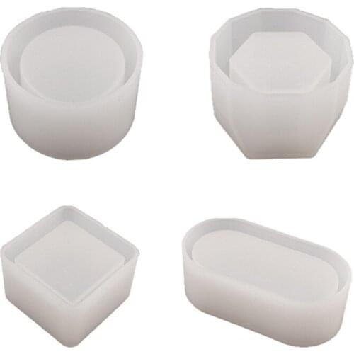 4 Pcs/Set Crystal Epoxy Resin Mold Storage Box Holder Case Casting Silicone Mould DIY Crafts Jewelry Container Tool