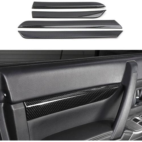 4pc Carbon Fiber Color Door Interior Trim Cover Fit For Mitsubishi Pajero V93/V97 2007-2020 Interior Modification Auto Parts