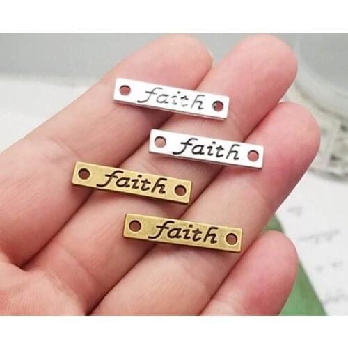 40pcs/lot--25x5mm, Antique bronze/silver plated faith connector Charms ,DIY supplies, Jewelry accessories