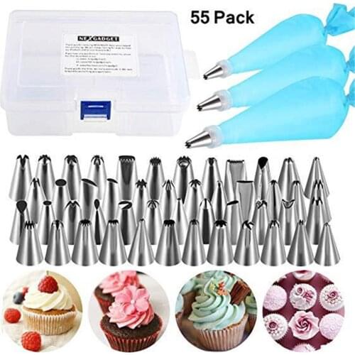 55pcs DIY Cake Decorating Kit Cake Turntable Set Pastry Tube Fondant Tool Cake Kitchen Dessert Baking Tools
