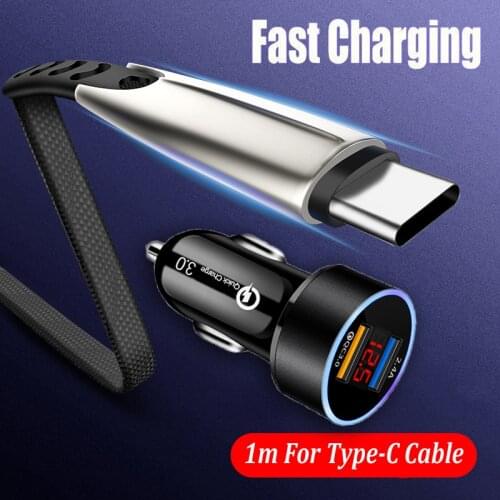 For Samsung Galaxy A42 A12 A32 A52 5G A21S A31 A41 A51 A71 QC 3.0 Fast Car Charger Dual USB Phone Adapter USB Type-c Cable