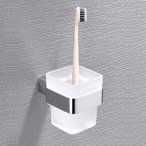 Bathroom mouthwash cup shelf set with glass bathroom brush cup single cup 304 stainless steel bathroom hardware pendant