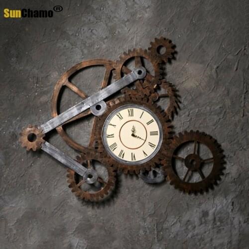 Industrial Gear Clock Wind Wall Retro Bar Cafe Wall Decor Wall Clock Ornaments Soft Personality Home Decoration Accessories