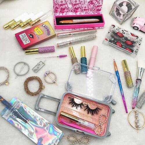 FDshine Mini Trolley Eyelashes Packaging Luggage Lashes Suitcase Luxury Mink lashes fluffy curly Case Empty Beauty Makeup Tool