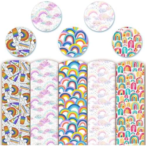PU Faux Leather A4 20x30cm Rainbow Print Fabric Synthetic Sewing Dress Bow Bag Brooches Sofa Car DIY Hademade Material Sheets
