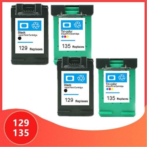 4PCS Compatible for hp 129 135 Cartridge for hp129 Ink Cartridge for hp Deskjet C4183 5943 6943 6983 D4163 2575 printer