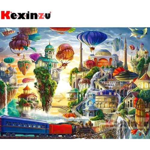 Kexinzu 5D DIY Full Square/Round Diamond Painting"Hot air balloon castle"3D Embroidery Cross Stitch handcraft work Home Decor X4