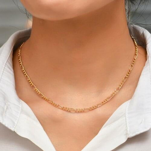 Classic Thin Figaro Chain Choker Necklace for Women Simple Gold Color Metal Collar Necklace Jewelry 2021 New