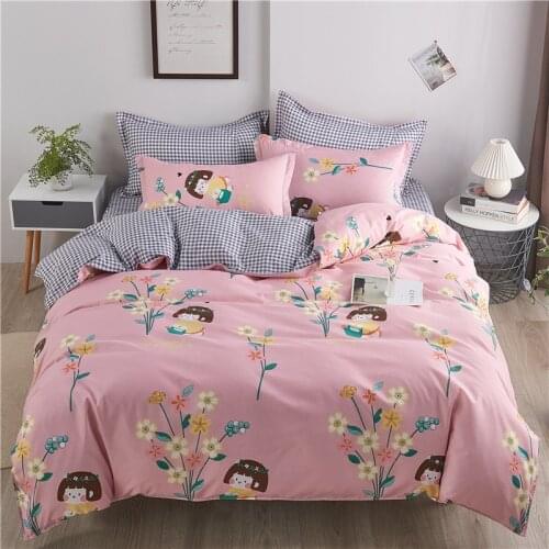 Pink Bedding set,220x240 Duvet Cover Set With Pillowcase, Plaid 200x220 Quilt Cover, Flower Pattern King Size Blanket Cover,2020