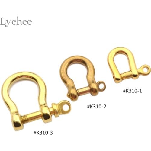 Lychee Life 2 Pieces/ Set DIY Vintage Brass U-shape Buckles For Bags Hook Buckle With Loop Hooks