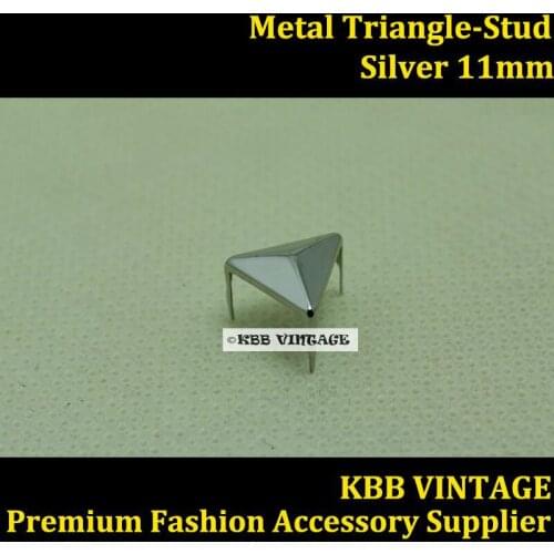 Punk DIY Metal Triangle Prong Stud 11mm Silver with 3 Prong Claws for Leather Craft/Bag/Shoe/Clothing/Jacket