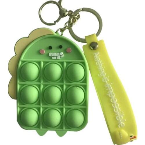 Mini Dinosaur Keychain Silicon Purse Push Pop Bubble Simple Dimple Fidget Pounch Popper Sensory Poppet Fidget Storage Bag Toy