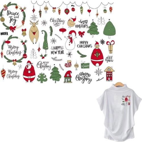 Happy Holiday Sticker Patch Fashion Heat Transfer Iron On Stickers Diy Accessory Clothes Patch Children Gift