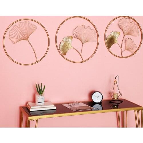 Nordic Style Light Luxury Wall Decoration Painting Wrought Iron Round Porch Wall Hanging Hotel Cafe Round Wall Decoration