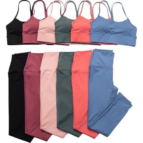 New Yoga Set Women Female High Wist Yoga Pantspush Up Leggings Fitness Gym Clothing Tights Sports Suit Sexy Bras Workout Skims