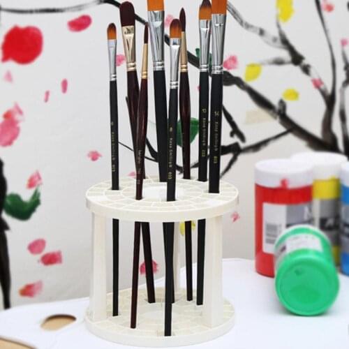 New Portable 49 Holes Paint Brush Pen Holder Watercolor Paint Brush Holder Stand Painting Supplies For Students Desk Organizer
