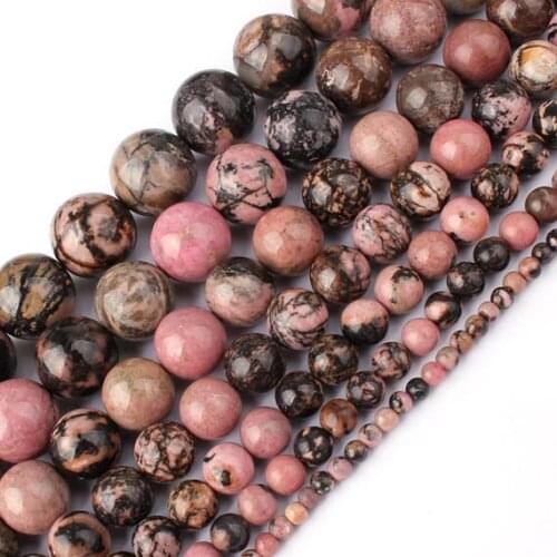 One strand 100% Natural Multi Rhodonite Beads 4MM 6 MM 8MM 10MM 12MM Round Semi Gem Stone Jewelry Loose Beads 15.5"/Strand