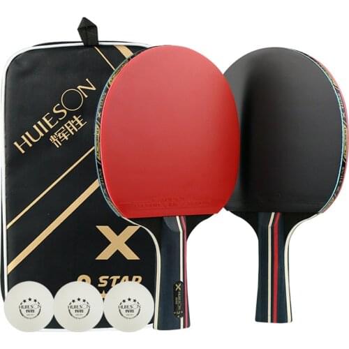1Pair Table Tennis Rackets Professional Rubber Carbon Pingpong Racket Short Long Handle Table Tennis Training Rackets of 3 Balls