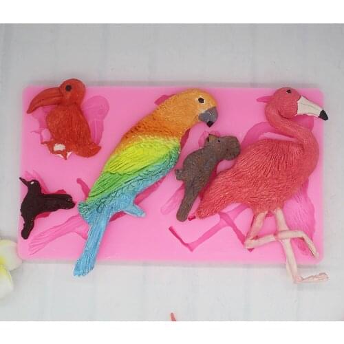 Sugar silicone molds tropical rain forest parrot bird baking cake decorative molds P1013