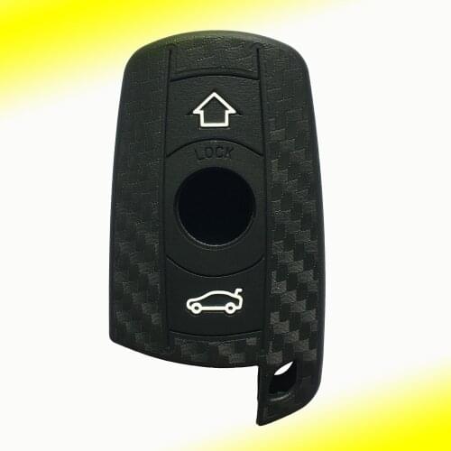 For BMW X1 X5 3 5 Series E90 E91 E92 E60 Silicone Key Remote Cover Shell Replacement Cars Accessorie Fob Carbon Fiber Keys Case