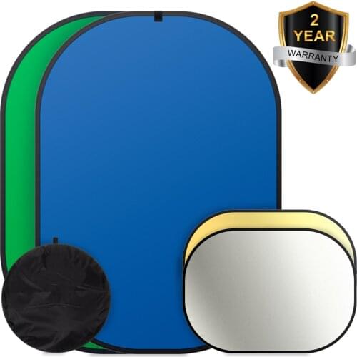 ZUOCHEN Photography Chromakey Backdrop Cotton Background Green Blue Screen +2in1 Reflector For Facebook Live Photography