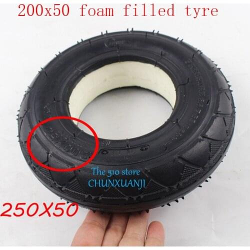Solid Tubeless Tire 200 x 50 (8x2) solid/foam filled tire 200x50 for Razor E100 E125 E200 Scooter
